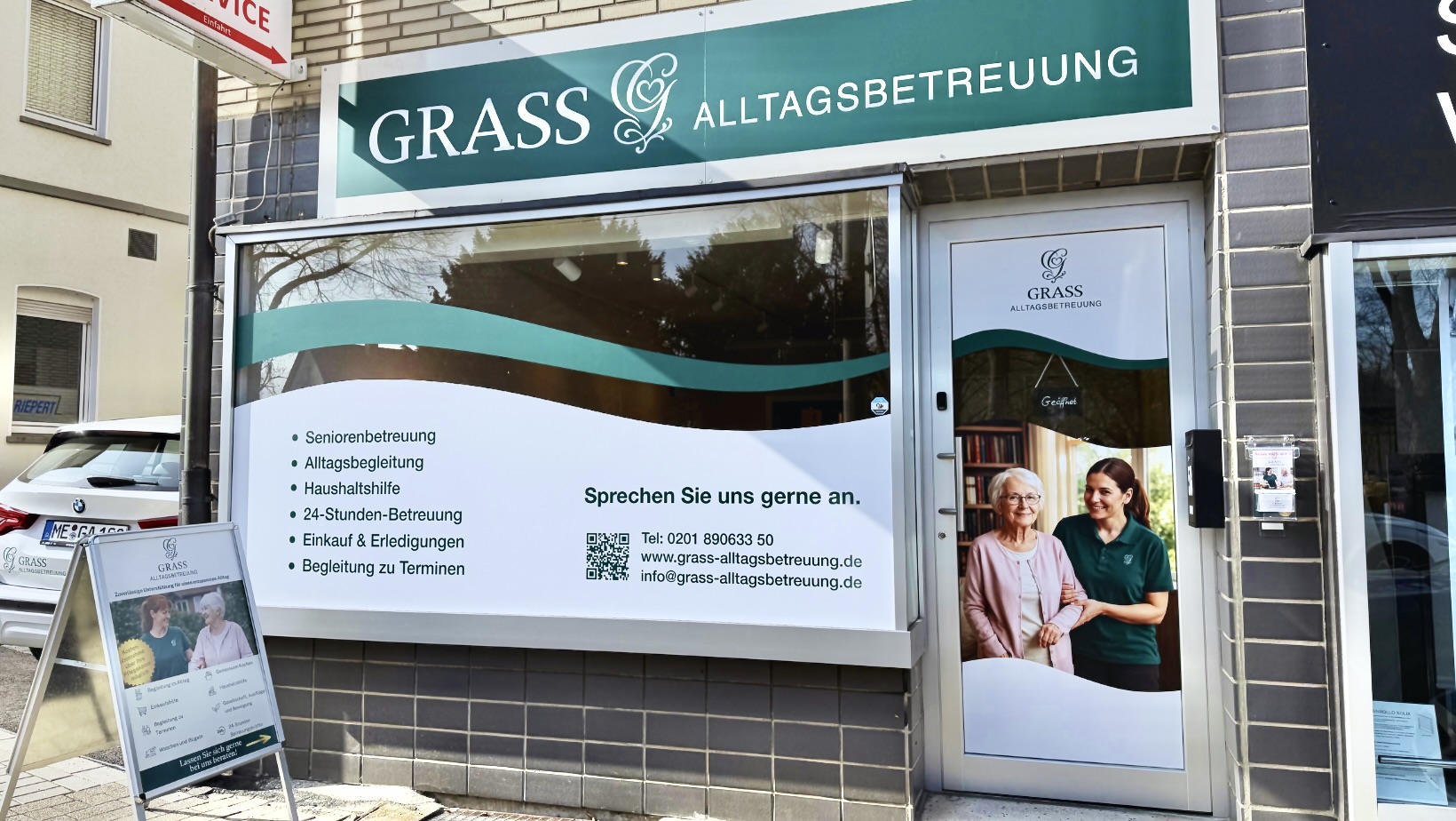 Büro der GRASS Alltagsbetreuung in Essen-Heidhausen: Räume für Kundenberatung zu Themen wie Alltagsbetreuung und Pflegegrad